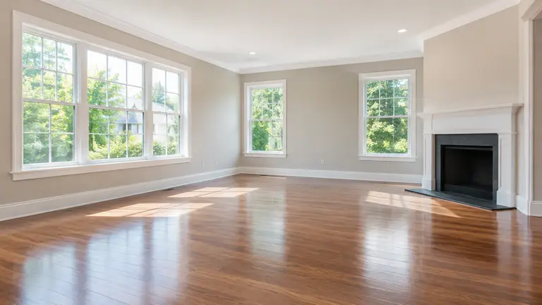 Quiet, freshly cleaned living room with soft natural light
